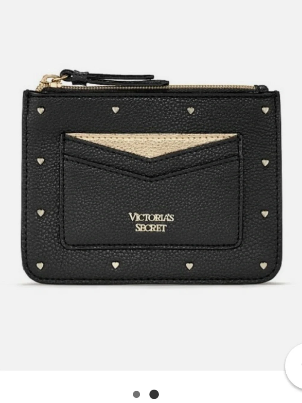Victoria's Secret Black Card Wallet with Gold Accent studs and Keychain NWOT - Picture 1 of 6